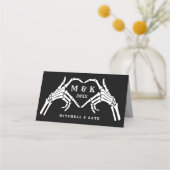Til Death Do us Part Heart Hand Black Wedding Platzkarte (Rückseite)