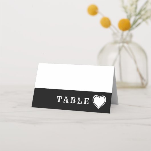 Til Death Do us Part Heart Hand Black Wedding Platzkarte (Vorderseite)