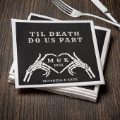 Til Death Do us Part Heart Hand Black Wedding Serviette