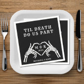 Til Death Do us Part Heart Hand Black Wedding Serviette