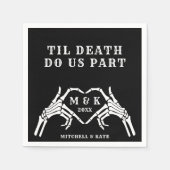 Til Death Do us Part Heart Hand Black Wedding Serviette (Vorderseite)