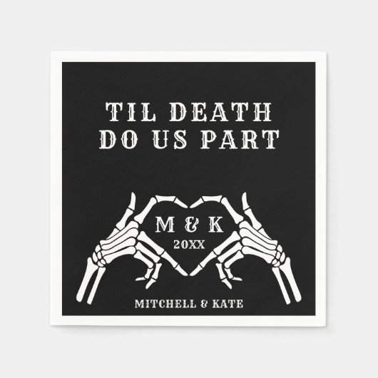 Til Death Do us Part Heart Hand Black Wedding Serviette (Vorderseite)