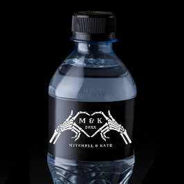 Til Death Do us Part Heart Hand Black Wedding Wasserflaschenetikett