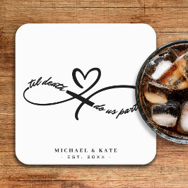 Til Death Do us Part Infinity Symbol Heart Wedding Rechteckiger Pappuntersetzer