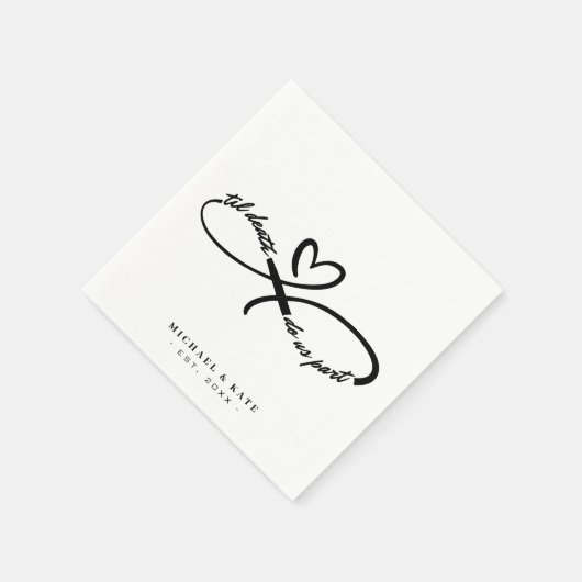 Til Death Do us Part Infinity Symbol Heart Wedding Serviette (Ecke)