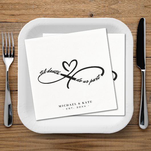 Til Death Do us Part Infinity Symbol Heart Wedding Serviette