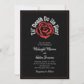 Til Death Do us Part Rose Black Wedding Einladung (Vorderseite)