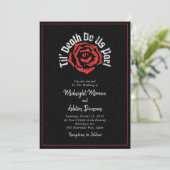 Til Death Do us Part Rose Black Wedding Einladung (Stehend Vorderseite)