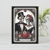 Til Death Do us Part Rose Tarot Hochzeit Einladung (Stehend Vorderseite)