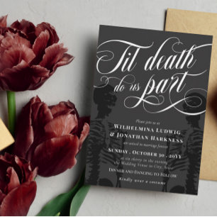 Til Death Do us Part Skeleton Elegant Goth Wedding Einladung