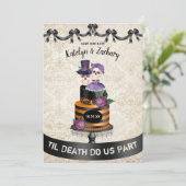 Til Death Do us Part Skeleton Halloween Hochzeit Save The Date (Stehend Vorderseite)