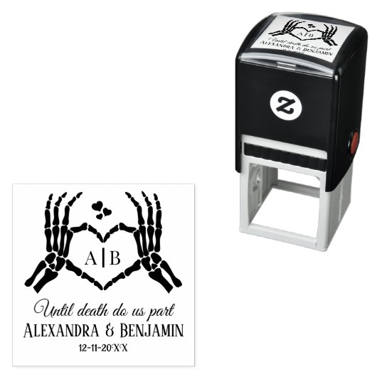 Til Death Do us Part Skeleton Hands Herz-Zeichen # Permastempel (Beispiel)