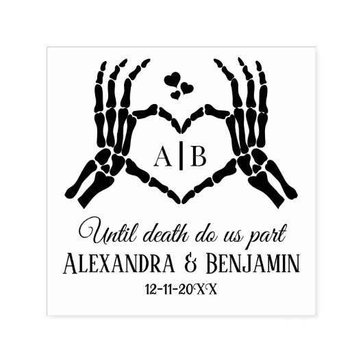 Til Death Do us Part Skeleton Hands Herz-Zeichen # Permastempel (Design)