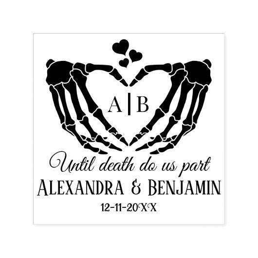 Til Death Do us Part Skeleton Hands Herz-Zeichen # Permastempel (Design)