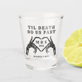 Til Death Do us Part Skeleton Heart Hand Wedding Schnapsglas (Vorderseite)