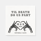Til Death Do us Part Skeleton Heart Hand Wedding Serviette (Vorderseite)