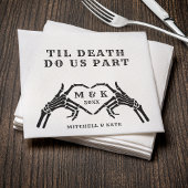 Til Death Do us Part Skeleton Heart Hand Wedding Serviette