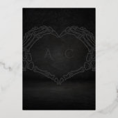 Til Death Do us Part Skeleton Heart Hands Hochzeit Folieneinladung (Rückseite)