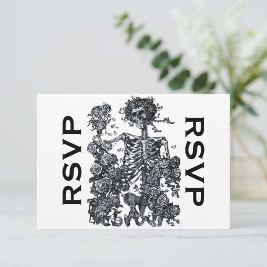 Til Death Do us Part Skeleton UAWG RSVP Karte (Stehend Vorderseite)