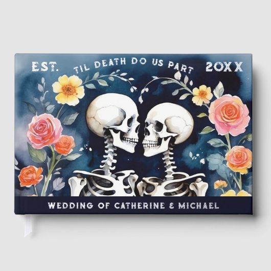 Til Death Do us Part Skeletons Gothic Wedding Gästebuch (Vorderseite)