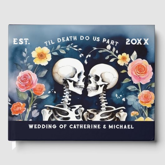 Til Death Do us Part Skeletons Gothic Wedding Gästebuch (Vorderseite)