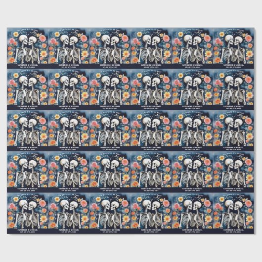 Til Death Do us Part Skeletons Gothic Wedding Geschenkpapier (Flach)