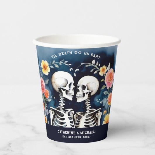 Til Death Do us Part Skeletons Gothic Wedding Pappbecher (Vorderseite)