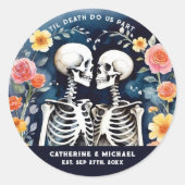 Til Death Do us Part Skeletons Gothic Wedding Runder Aufkleber (Vorderseite)