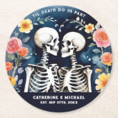 Til Death Do us Part Skeletons Gothic Wedding Runder Pappuntersetzer (Vorderseite)