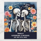 Til Death Do us Part Skeletons Gothic Wedding Weinetikett (Einzelnes Label)