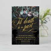 Til Death Do us Part Skelett Foto Save the Date Folieneinladung (Stehend vorne)