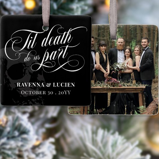 Til Death Do us Part Skull Goth Wedding Foto Keramikornament