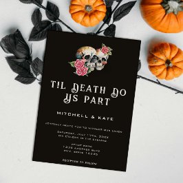 Til Death Do us Part Skulls & Rose Black Wedding Einladung