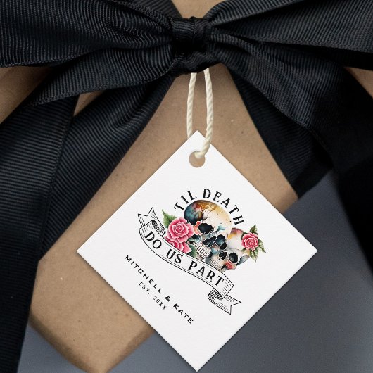 Til Death Do us Part Skulls & Rose White Wedding Geschenkanhänger