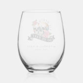 Til Death Do us Part Skulls & Rose White Wedding Weinglas Ohne Stiel (Rückseite)