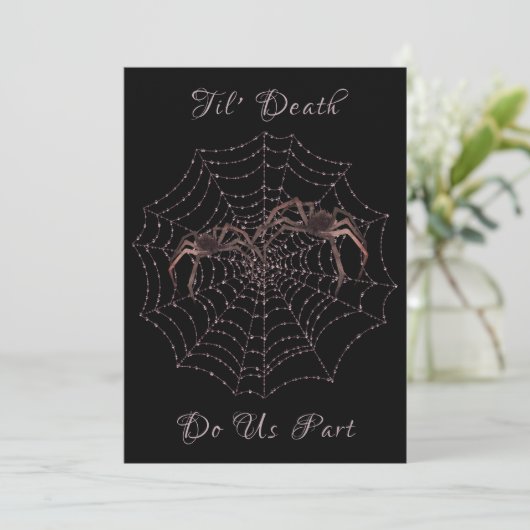 Til Death Do us Part Spiders Halloween Gothic Einladung (Stehend Vorderseite)