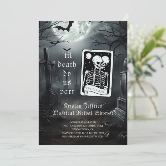 Til Death Do us Part Tarot Card Brautparty Einladung (Stehend Vorderseite)