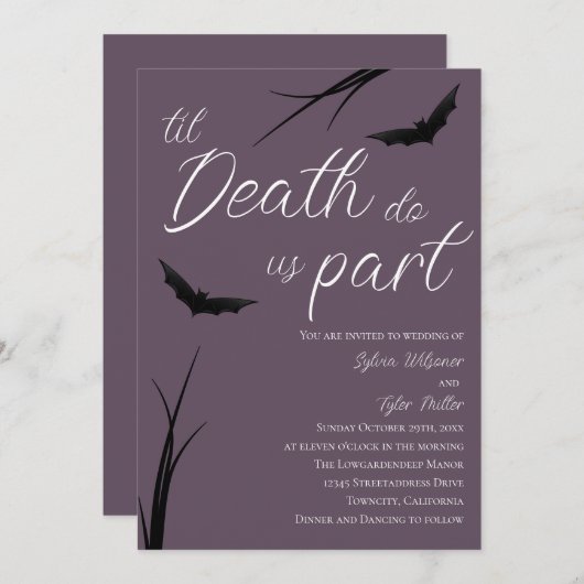 Til Death Do us Part Wedding Einladung (Vorne/Hinten)