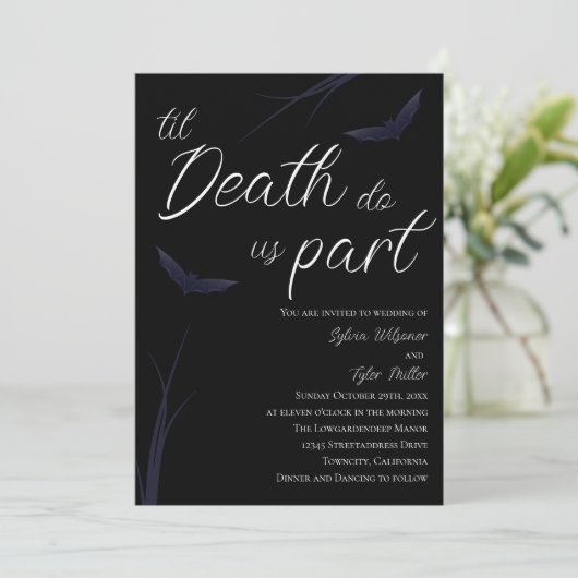 Til Death Do us Part Wedding Einladung (Stehend Vorderseite)