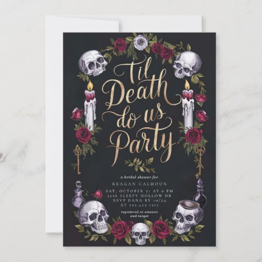 Til Death Do us Party Gothic Brautparty Einladung (Vorderseite)