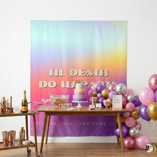 Til Death Do Us Party Gradient Bachelorette Backdr Wandteppich