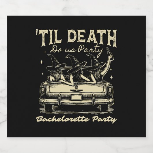 Til Death Do us Party Halloween D Yellow Schaumweinetikett (Einzelnes Label)