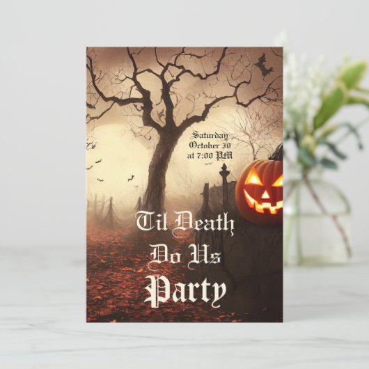 Til Death Do us Party Halloween Einladung (Stehend Vorderseite)