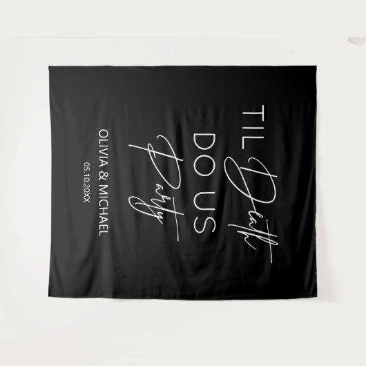 Til death do us party wedding black backdrop wandteppich (Vorderseite (Horizontal))