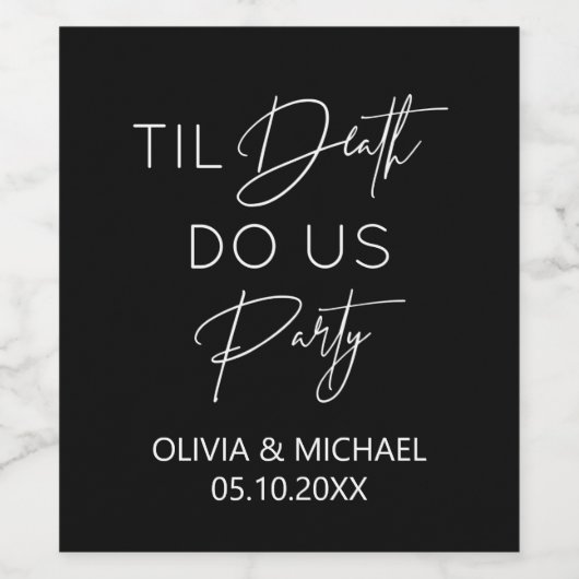 Til death do us party wedding black wine label weinetikett (Einzelnes Label)