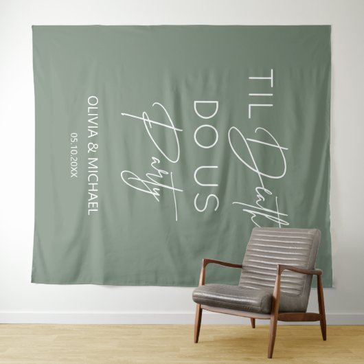 Til death do us party wedding green backdrop  wandteppich (Beispiel (Horizontal))