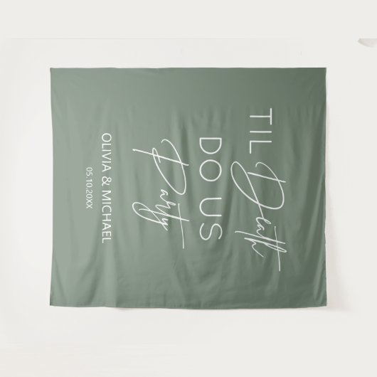 Til death do us party wedding green backdrop wandteppich (Vorderseite (Horizontal))