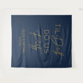 Til death do us party wedding navy gold backdrop wandteppich (Vorderseite (Horizontal))