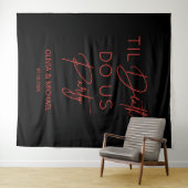 Til death do us party wedding red text backdrop wandteppich (Beispiel (Horizontal))