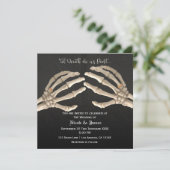 Til Death Do us Skeleton Gold Wedding Einladung (Stehend Vorderseite)